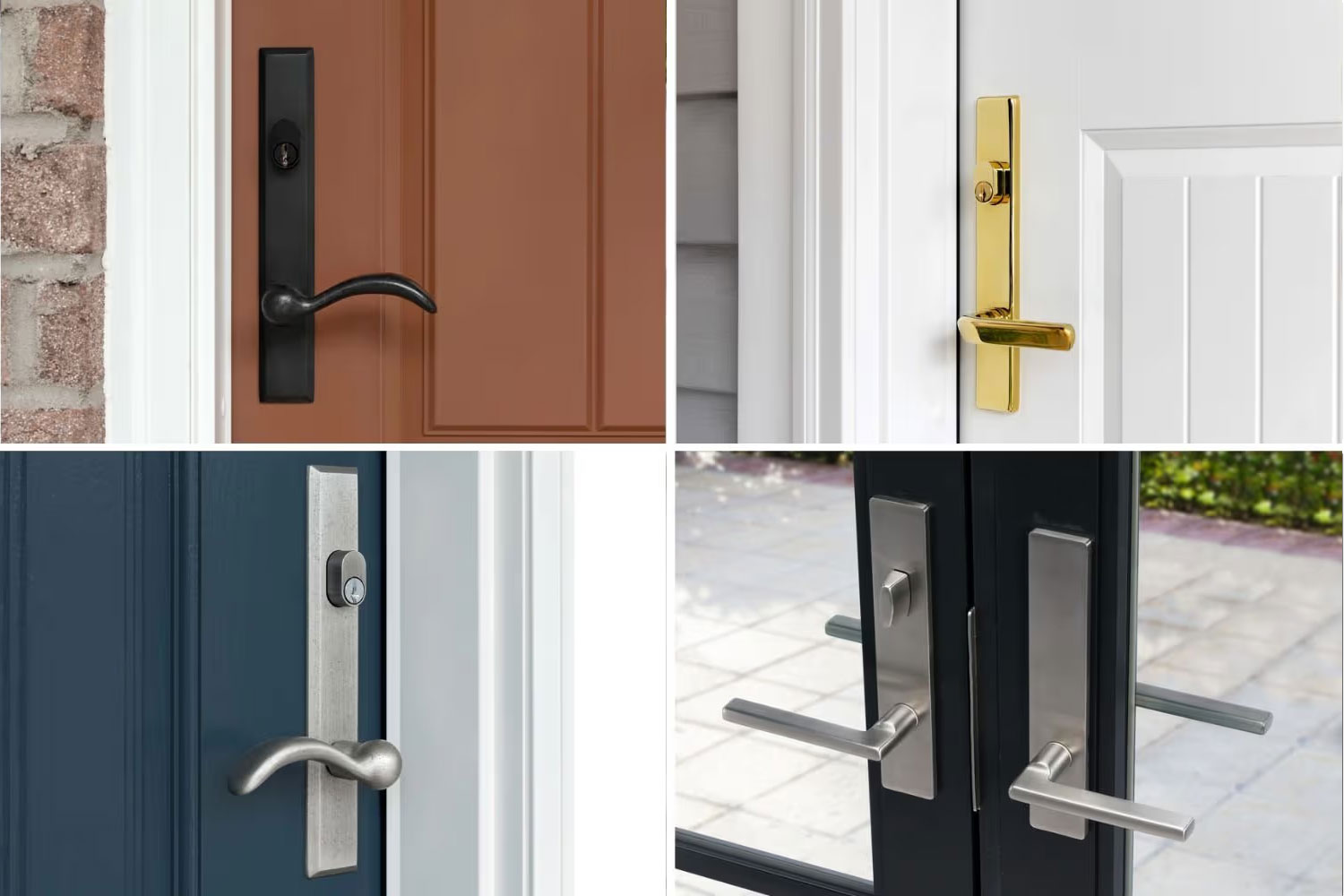 Renewal by Andersen Ensemble entry door hardware shown installed on doors
